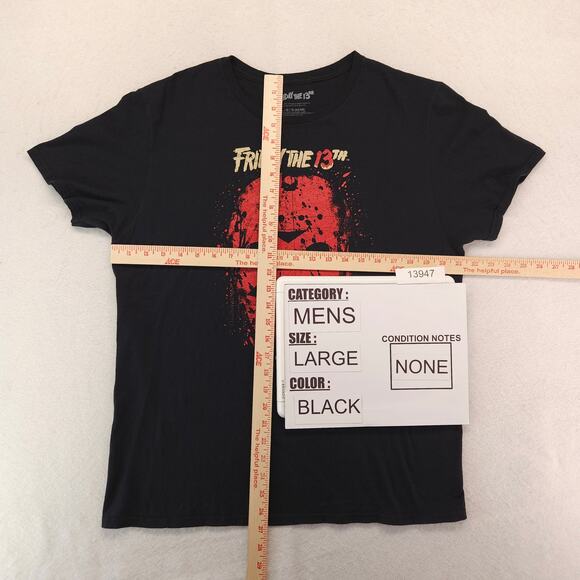 Friday the 13th Movie Crew Neck Short Sleeve Graphic T Shirt Mens Size L Black - Picture 5 of 9